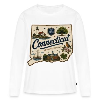Connecticut Vintage State Souvenir Sticker - Women's Premium Organic Long Sleeve Shirt - white - Front - Julia (174cm)