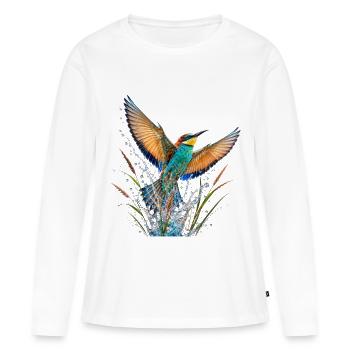 Hirondelle éclaboussée en couleurs - T-shirt manches longues Premium bio Femme - blanc - Devant - Julia (174cm)