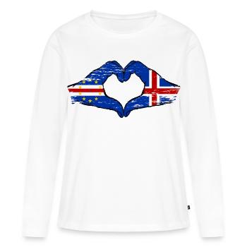 Kap Verde Island Flagge Hände Herzform used - Frauen Premium Bio Langarmshirt - Weiß - Vorne - Julia (174cm)