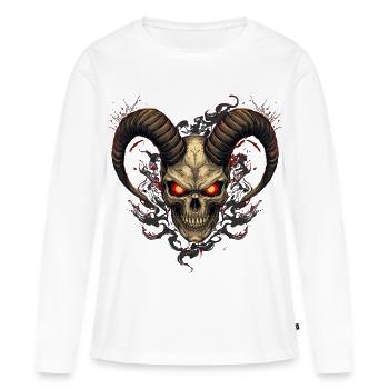 Infernal skull with horns - Women's Premium Organic Long Sleeve Shirt - white - Front - Julia (174cm)