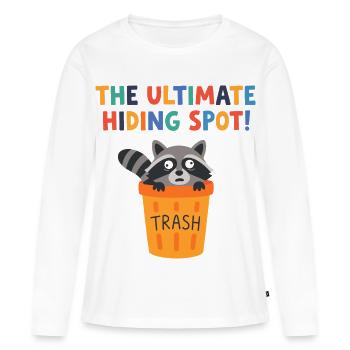 Raccoon in Trashcan Hideout - Women's Premium Organic Long Sleeve Shirt - white - Front - Julia (174cm)
