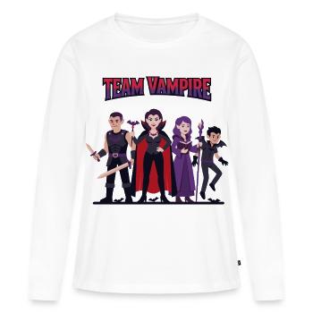 Team Vampir: Harte Freunde - Frauen Premium Bio Langarmshirt - Weiß - Vorne - Julia (174cm)