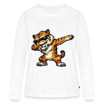 Dabbing Säbelzahntiger - Frauen Premium Bio Langarmshirt - Weiß - Vorne - Julia (174cm)