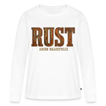 ROUILLE – Vieillir avec grâce | Un jeu de mots amusant sur starz - T-shirt manches longues Premium bio Femme - blanc - Devant - Julia (174cm)