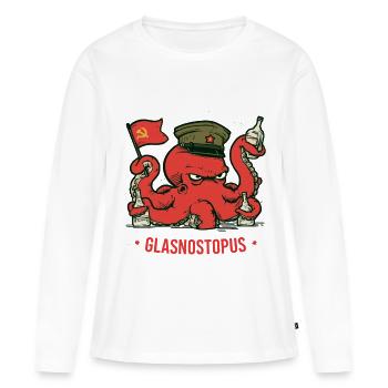Pieuvre soviétique Glasnostopus - T-shirt manches longues Premium bio Femme - blanc - Devant - Julia (174cm)