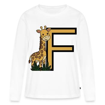 Giraffe Letter F - Women's Premium Organic Long Sleeve Shirt - white - Front - Julia (174cm)