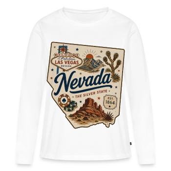Nevada Silver State Vintage Las Vegas Aufkleber - Frauen Premium Bio Langarmshirt - Weiß - Vorne - Julia (174cm)