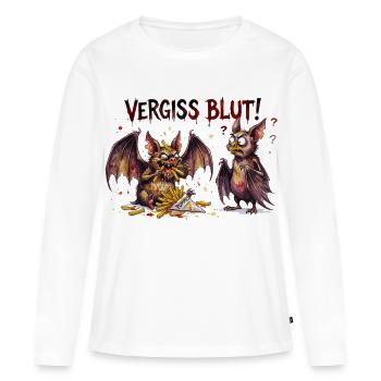 Vergiss Blut Pommes Fledermaus Halloween Design - Frauen Premium Bio Langarmshirt - Weiß - Vorne - Julia (174cm)