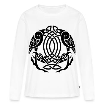 Aigles celtes (noir) - T-shirt manches longues Premium bio Femme - blanc - Devant - Julia (174cm)