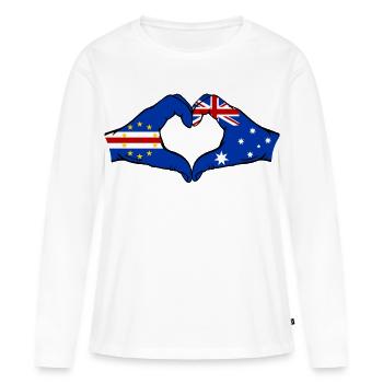 Kap Verde Australien Flagge Hände Herzform - Frauen Premium Bio Langarmshirt - Weiß - Vorne - Julia (174cm)
