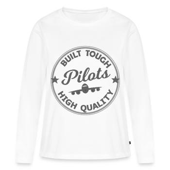 Timbre Motif Pilote - T-shirt manches longues Premium bio Femme - blanc - Devant - Julia (174cm)