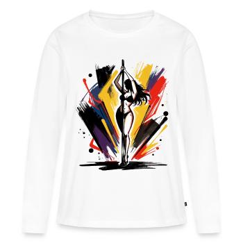 Pole Dance Kunst: Abstrakte Bunte Tänzerin - Frauen Premium Bio Langarmshirt - Weiß - Vorne - Julia (174cm)