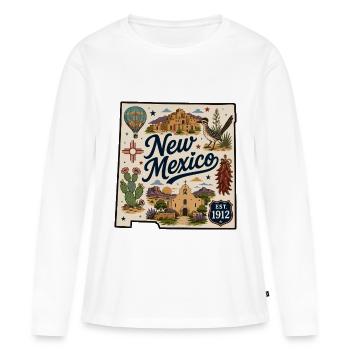 Autocollant vintage New Mexico Land of Enchantment - T-shirt manches longues Premium bio Femme - blanc - Devant - Julia (174cm)