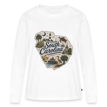 South Carolina Palmetto State Vintage-Aufkleber - Frauen Premium Bio Langarmshirt - Weiß - Vorne - Julia (174cm)