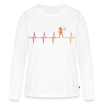 Bogenschießen Sonnenuntergang Herzschlag des Bogenschießens - Frauen Premium Bio Langarmshirt - Weiß - Vorne - Julia (174cm)