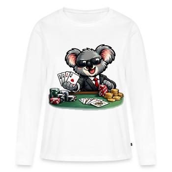 Koala mignon jouant au poker - T-shirt manches longues Premium bio Femme - blanc - Devant - Julia (174cm)