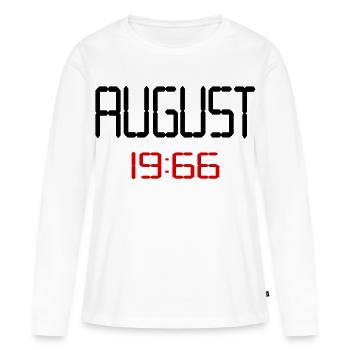 60. Geburtstag August 1966 - Frauen Premium Bio Langarmshirt - Weiß - Vorne - Julia (174cm)