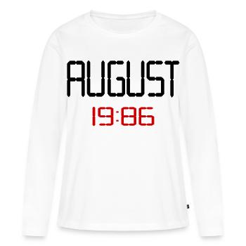 40. Geburtstag, August 1986 - Frauen Premium Bio Langarmshirt - Weiß - Vorne - Julia (174cm)