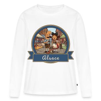 Kek & Ina en Alsace - Souvenir de France - T-shirt manches longues Premium bio Femme - blanc - Devant - Julia (174cm)