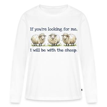 I will be with the sheep Lustiges Schaf Motiv - Frauen Premium Bio Langarmshirt - Weiß - Vorne - Julia (174cm)