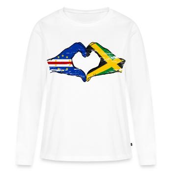 Kap Verde Jamaika Flagge Hände Herzform used - Frauen Premium Bio Langarmshirt - Weiß - Vorne - Julia (174cm)