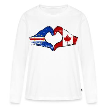 Mains du drapeau canadien du Cap-Vert en forme de cœur utilisées - T-shirt manches longues Premium bio Femme - blanc - Devant - Julia (174cm)