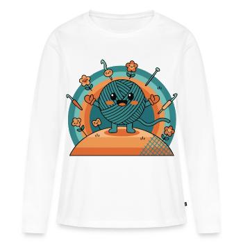 Lustiger Häkel-Garnliebhaber-Häkelkreis - Frauen Premium Bio Langarmshirt - Weiß - Vorne - Julia (174cm)