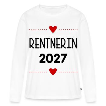 Rente, Rentnerin 2027 Herz - Frauen Premium Bio Langarmshirt - Weiß - Vorne - Julia (174cm)