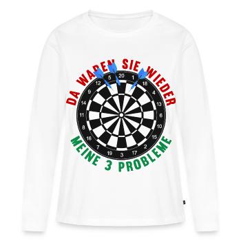 Fléchettes drôles Expressions Cadeaux de fléchettes - T-shirt manches longues Premium bio Femme - blanc - Devant - Julia (174cm)