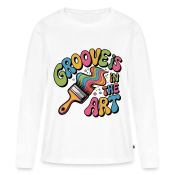 Groove steckt in der Kunst - Frauen Premium Bio Langarmshirt - Weiß - Vorne - Julia (174cm)