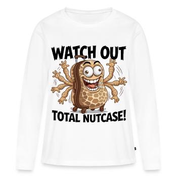 Pass auf, totaler Spinner! - Frauen Premium Bio Langarmshirt - Weiß - Vorne - Julia (174cm)