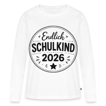 Endlich Schulkind 2026 - Frauen Premium Bio Langarmshirt - Weiß - Vorne - Julia (174cm)