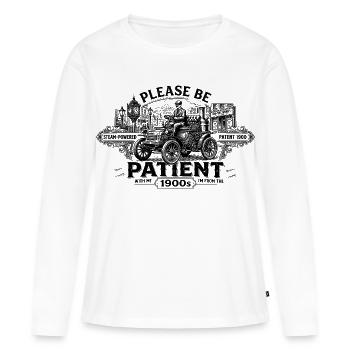 Geduld Vintage Dampfauto – Entschleunigt seit 1900 - Frauen Premium Bio Langarmshirt - Weiß - Vorne - Julia (174cm)