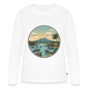 Neapel, Italien, Vesuv-Bucht-Aufkleber - Frauen Premium Bio Langarmshirt - Weiß - Vorne - Julia (174cm)