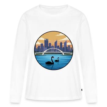 Perth Australien Swan River Skyline-Aufkleber - Frauen Premium Bio Langarmshirt - Weiß - Vorne - Julia (174cm)