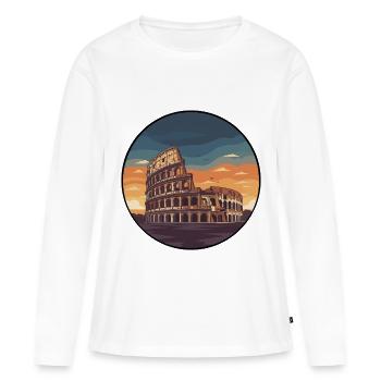 Romer Kolosseum Sonnenuntergangs-Rundaufkleber - Frauen Premium Bio Langarmshirt - Weiß - Vorne - Julia (174cm)