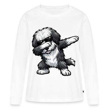 Dabbing Bearded Collie - Frauen Premium Bio Langarmshirt - Weiß - Vorne - Julia (174cm)