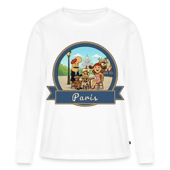 Kek & Ina in Paris - Frauen Premium Bio Langarmshirt - Weiß - Vorne - Julia (174cm)