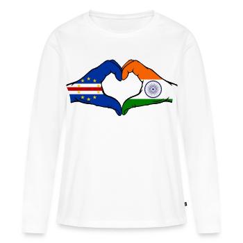 Drapeau du Cap-Vert Inde Mains en forme de cœur - T-shirt manches longues Premium bio Femme - blanc - Devant - Julia (174cm)