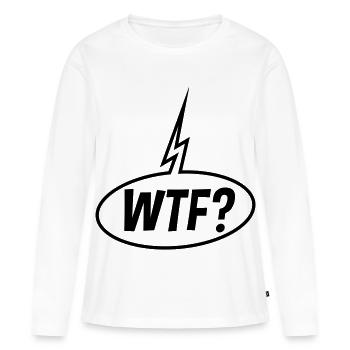 WTF Sprechblase (Fragezeichen / Black) - Frauen Premium Bio Langarmshirt - Weiß - Vorne - Julia (174cm)