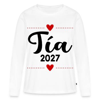 Spanische Tante 2027 - Frauen Premium Bio Langarmshirt - Weiß - Vorne - Julia (174cm)