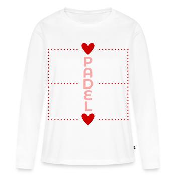 J’aime le Padel Tennis - T-shirt manches longues Premium bio Femme - blanc - Devant - Julia (174cm)