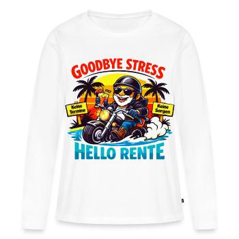 Schluss mit Stress: Hallo Rente - Frauen Premium Bio Langarmshirt - Weiß - Vorne - Julia (174cm)