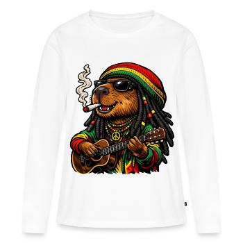 Süßes Capybara im Rastafari Stil - Frauen Premium Bio Langarmshirt - Weiß - Vorne - Julia (174cm)