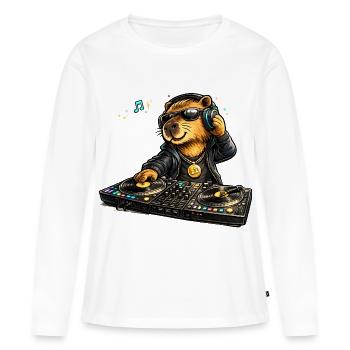 Sweet capybara as a DJ in comic style - Women's Premium Organic Long Sleeve Shirt - white - Front - Julia (174cm)