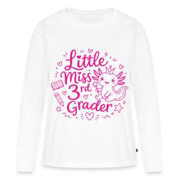 Petite Miss CE2 – Axolotl mignon - T-shirt manches longues Premium bio Femme - blanc - Devant - Julia (174cm)