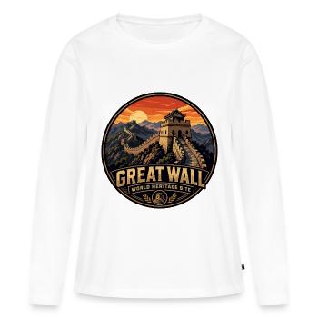 Große Mauer von China Vintage-Reiseabzeichen - Frauen Premium Bio Langarmshirt - Weiß - Vorne - Julia (174cm)