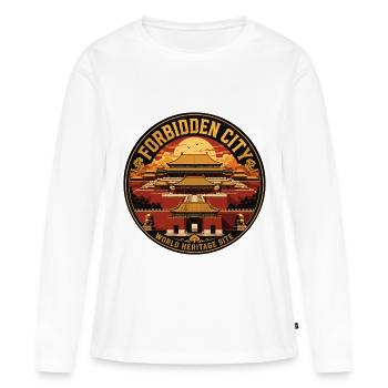 Verbotene Stadt Peking Vintage-Abzeichen - Frauen Premium Bio Langarmshirt - Weiß - Vorne - Julia (174cm)