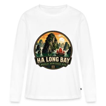 Ha Long Bay Vietnam Vintage-Reiseabzeichen - Frauen Premium Bio Langarmshirt - Weiß - Vorne - Julia (174cm)
