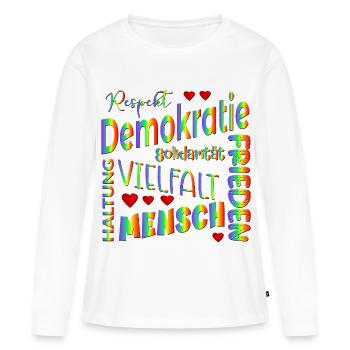 Regenbogen Wählen Demokratie - Frauen Premium Bio Langarmshirt - Weiß - Vorne - Julia (174cm)